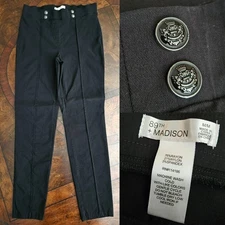 89th & Madison Womens Black Pants Size Medium Millennium Pull On Stretch Classic