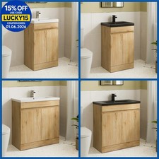 Bathroom Cloakroom Vanity Unit Basin Sink Freestanding Soft Close Modern Oak