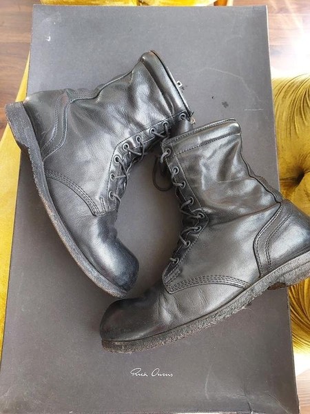 Women Rick Owens Boots Black Leather 38.5