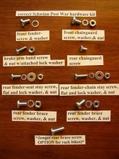 NEW O.E.M. style hardware screws POST WAR SCHWINN frame chainguard fender rack