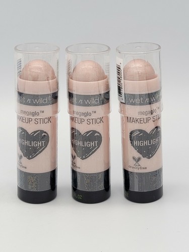 (3) Wet N Wild MegaGlo Makeup Stick Highlight Sealed 800 - When The Nude Strikes - Picture 4 of 5