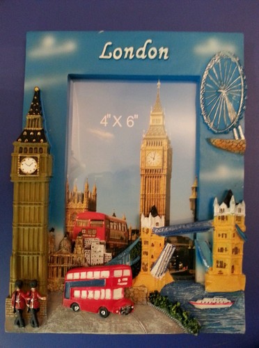Marco de fotos Londres 3D miras pintadas a mano de madera marco de fotos regalo de recuerdo - Imagen 3 de 4
