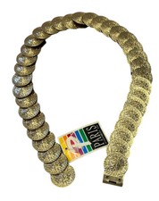 Vintage 1990  s Paris Accessories metallic gold disc stretch belt NEW