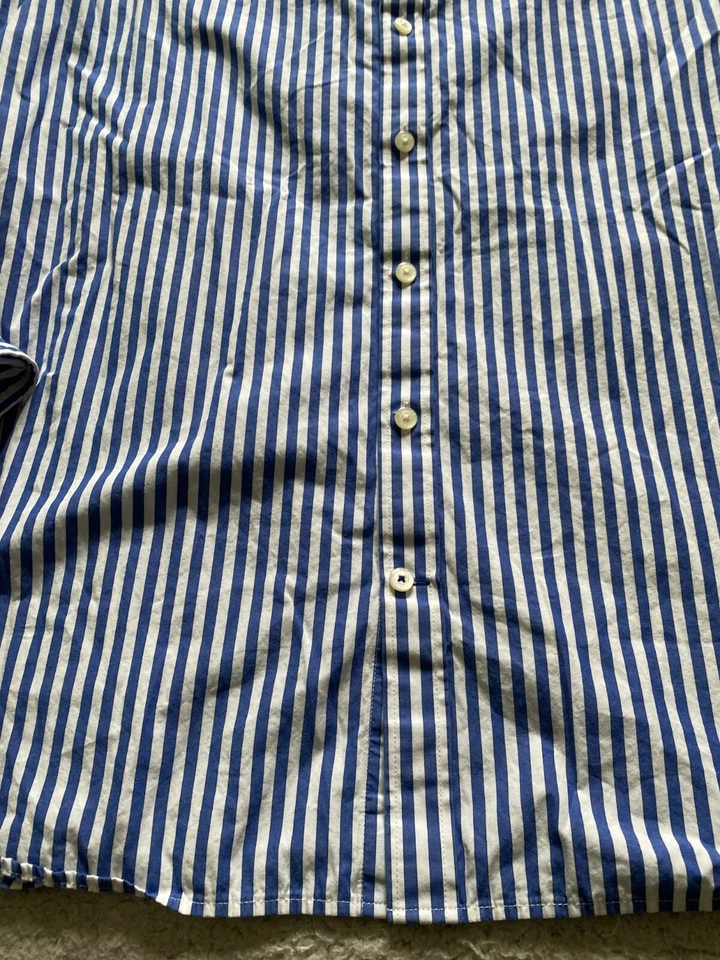 American Eagle Men Slim Striped Long Sleeve Button-Up Shirt Blue Size XLT - Image 2 of 4