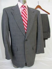 Corbin Collection Gray Glen Plaid 2 Btn Wool Pleat Pant Suit Size 44L