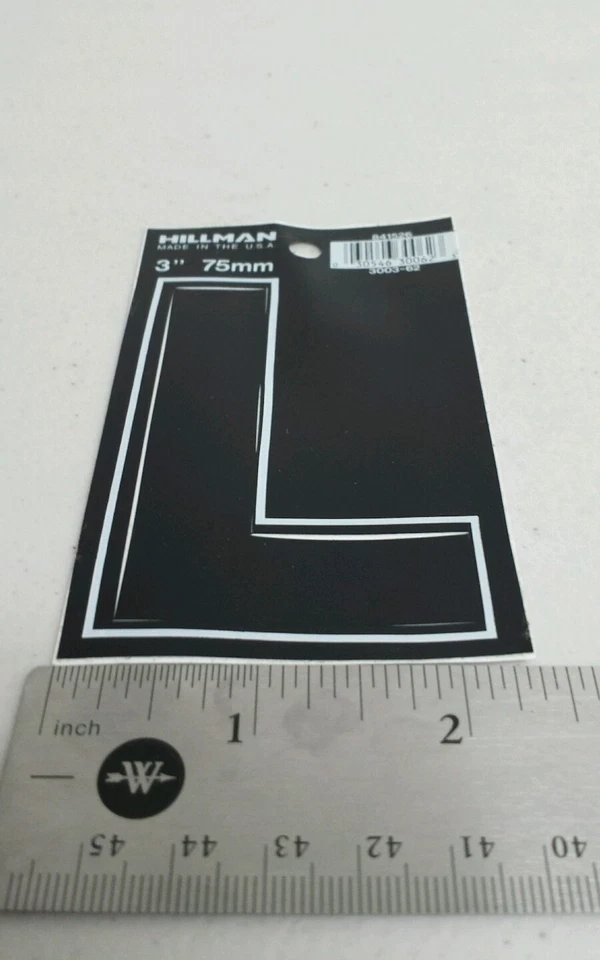 Hillman 3" letra (L) blanco y negro pegatina letras 75 mm Foto 3 de 3