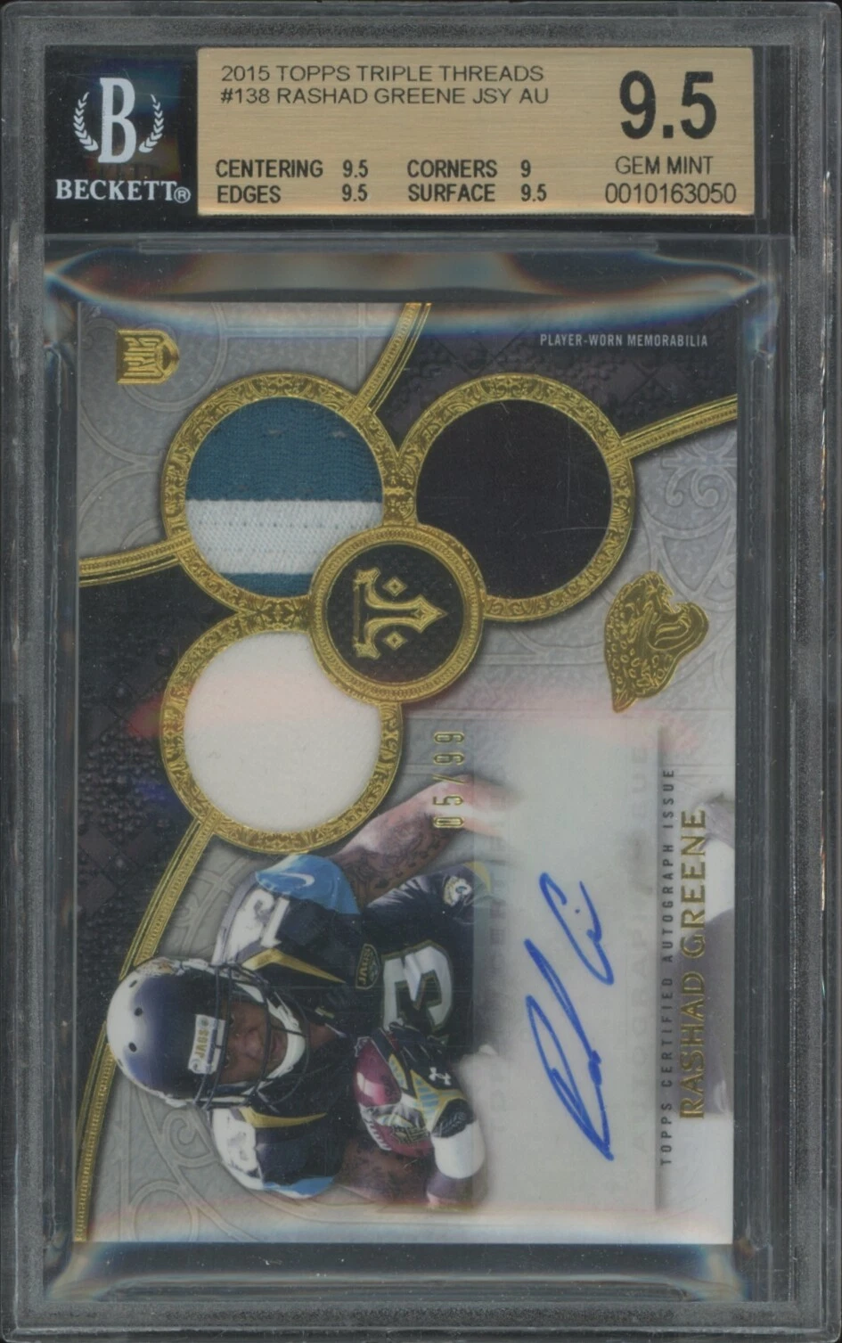 Rashad Greene Topps Triple Threads #138 Autograph Triple Relic-Ruby