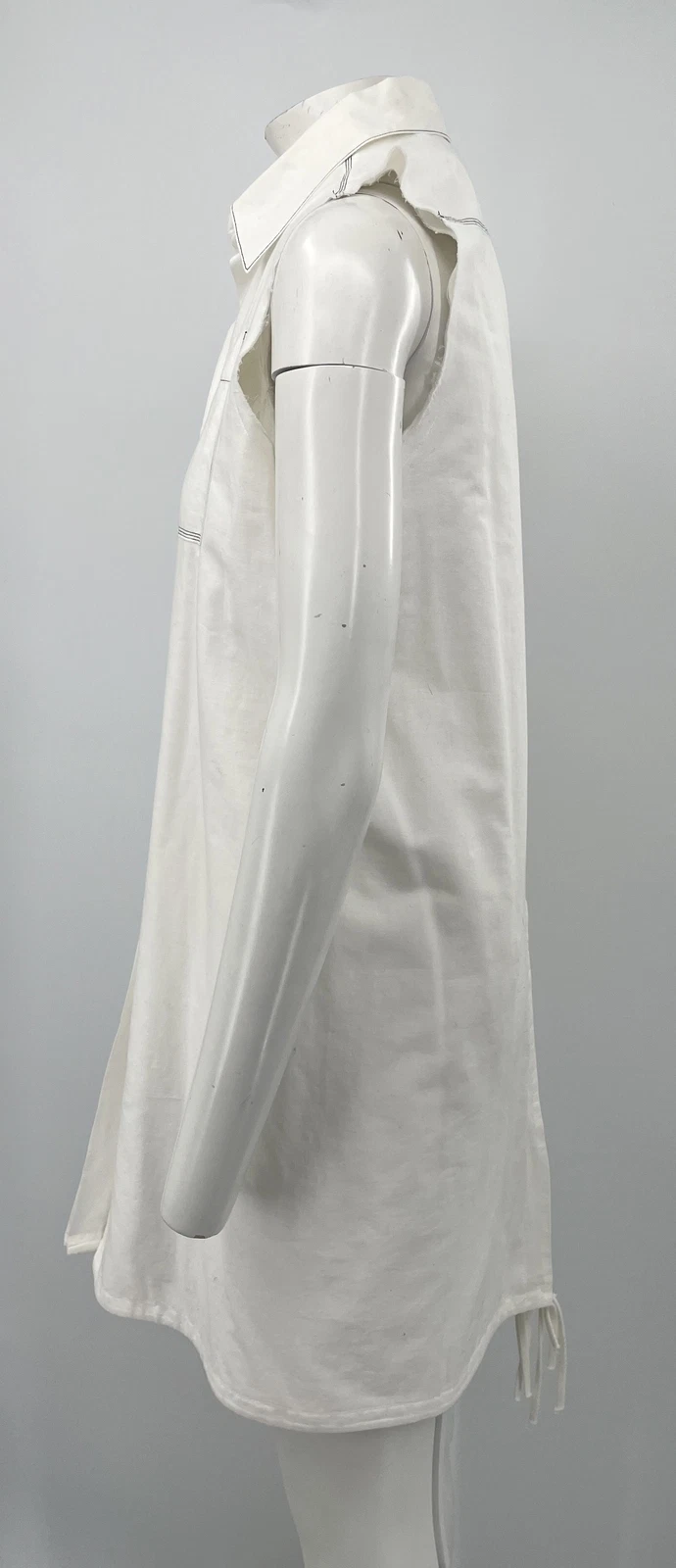 OFF WHITE Abito camicia con colletto Proenza Schouler bianco sporco con bottoni con cuciture nere taglia 6