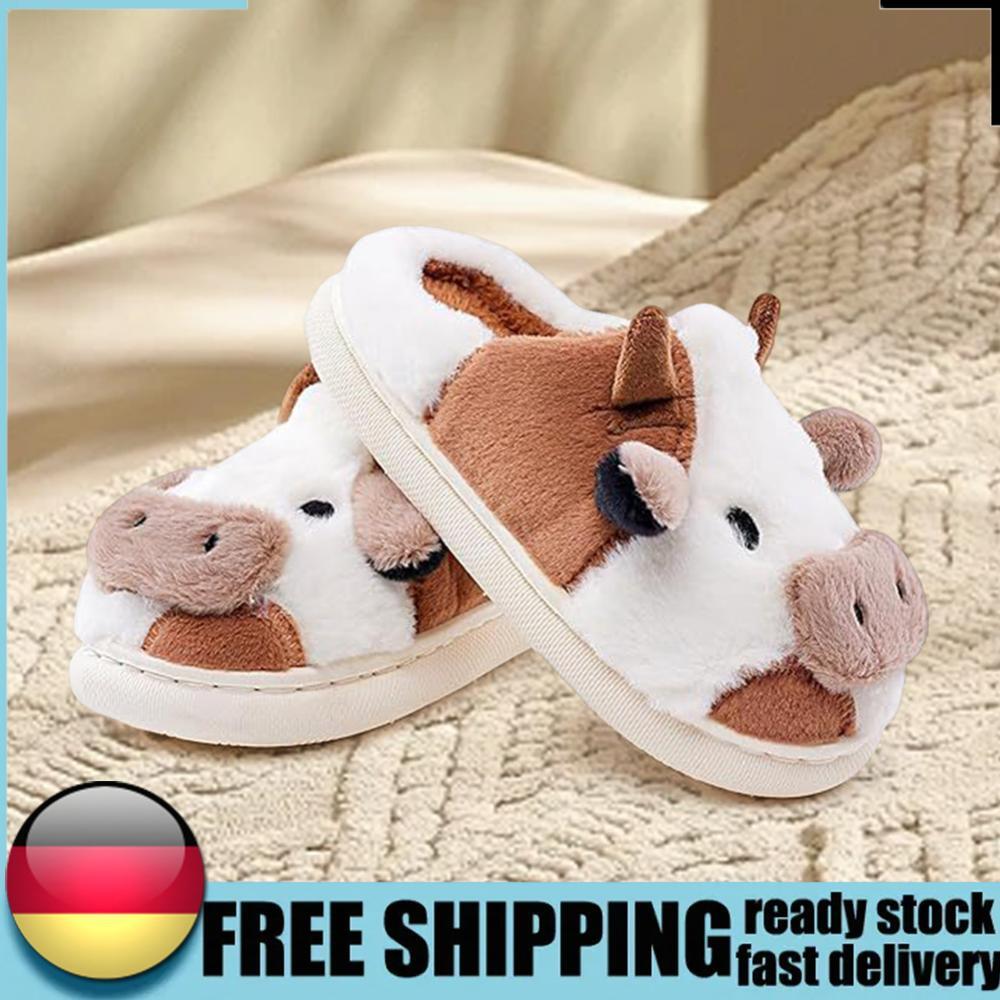 APL Pantofole mucca peluche bambini Kawaii animali ciabatte comode antiscivolo per autunno inverno
