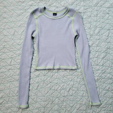 Wild Fable Womens Blue Long Sleeve Ribbed Slim Fit Baby T-Shirt Size S