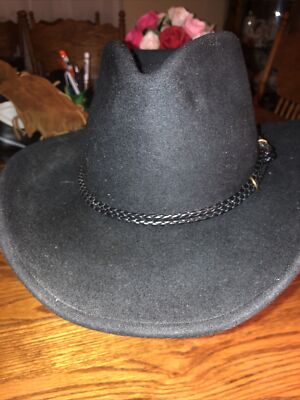 Wool 100% Cowboy Style Hat Cov-ver Brand Black Medium Water  display picture 1