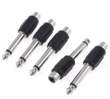 5 PACK Audio Adapter 1/4’’ Mono Plug to RCA Jack