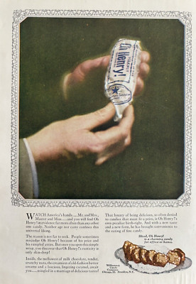 1926 O Henry Milknut Candy Bar Williamson Candy Co Chicago IL Vintage Print Ad