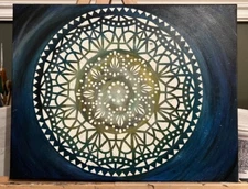Original Hand Made, Spackled Mendala on Stretched Canvas 11x14