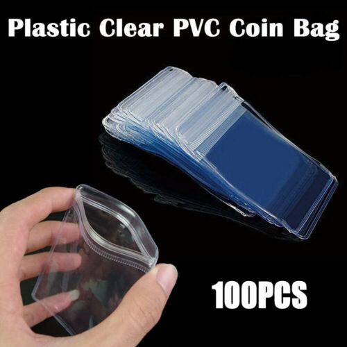 100PCS Plastic Clear PVC Coin Bag Case Wallets Storage Cover Envelopes - Picture 1 of 11