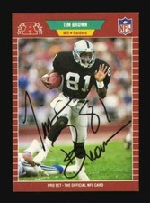 1989 PRO SET #183 TIM BROWN FULL AUTOGRAPHED PERFECTLY SIGNED HQ HOF ROOKIE CARD