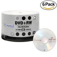 300 Pack Smartbuy Blank DVD+RW 4x 4.7GB Branded Logo Rewritable DVD Media Disc