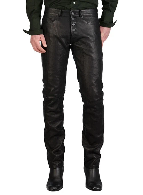 Men's Black Genuine Lambskin JEANS Pant 100% Soft Leather Causal Biker pant