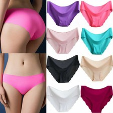 Women Underpants Seamless Ice Silk Soft Briefs Hipster Panties Underwear Luxury⭐