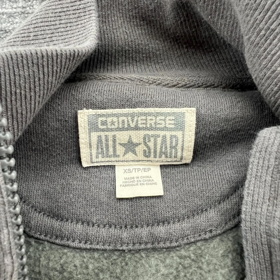 Jaqueta Converse Tamanho XS Feminina All Star Zíper Completo Casaco Cinza - Imagem 4 de 4