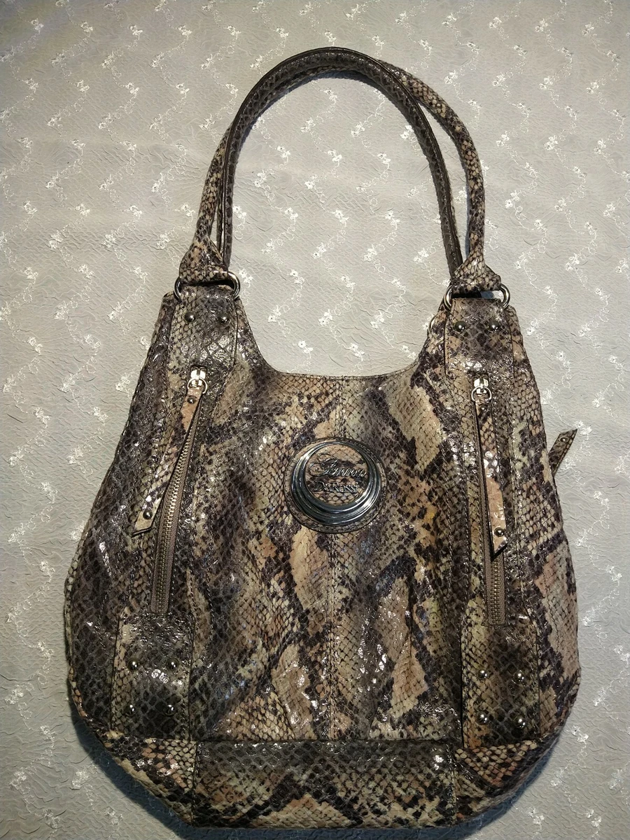 JENNA GENNA De ROSSI Designer Gray Mix Faux Snakeskin Purse