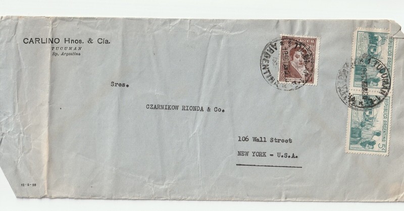 Early 1900’s Argentina Cover Envelope/Postage Stamps To USA
