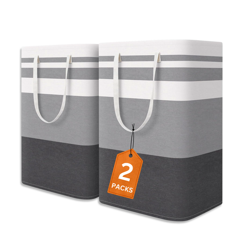 2 Pack Large Waterproof Laundry Baskets, Collapsible Hampers with Handles 75L