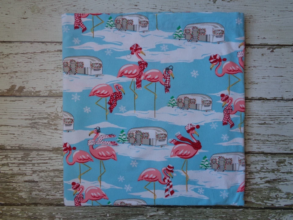 Sábanas ajustables planas NICK & NORA de franela flamenco Airstream cámper Navidad reina Foto 2 de 4