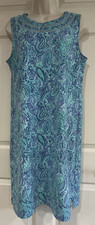 Talbots Dress Womens Size Small Blue Paisley Sleeveless Tank Stretch