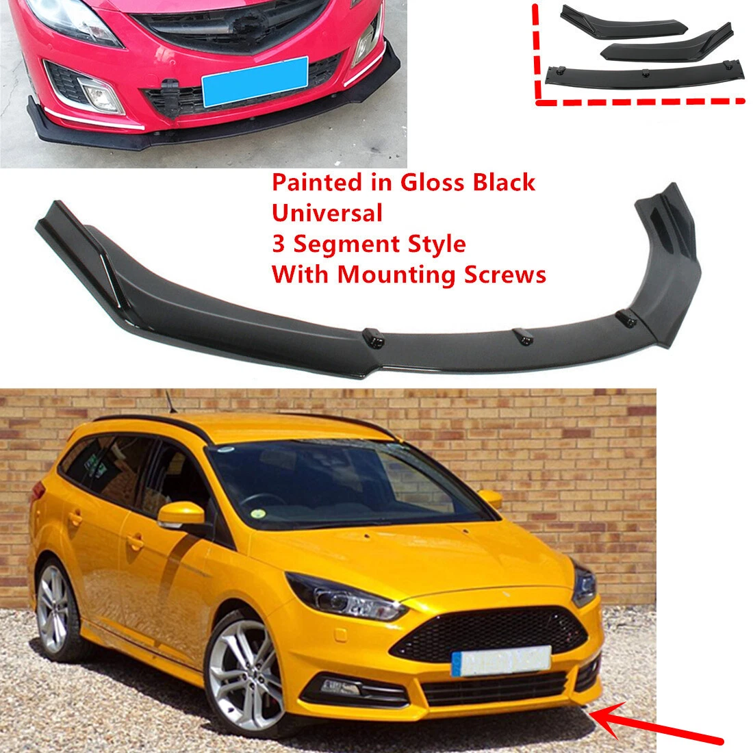 Add on Universal For Ford Focus ST 3 III 15 18 Front Bumper Lip