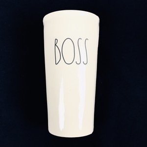 Rae-Dunn-Magenta-Ivory-Large-Letter-Farmhouse-BOSS-Coffee-Tea-Travel-Mug-Cup