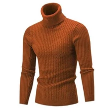Men's Turtleneck Sweater Autumn Winter Men's Rollneck Warm Knitted Sweater