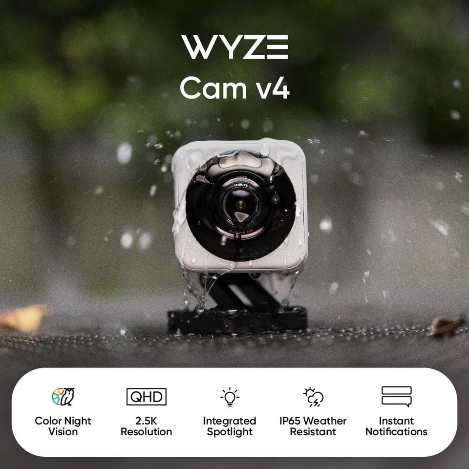 Wyze Cam V4 2K HD Wi-Fi Smart Home Security Camera,  White, Ship From China - Image 2 of 4