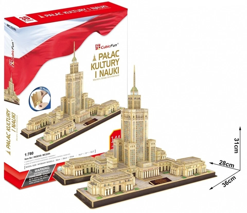 Cubic Fun, PALACE OF CULTURE AND SCIENCE - WARSAW, 3D puzzle, 144 pieces - Image 3 of 3