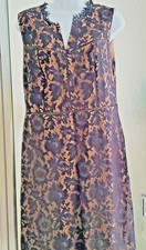 TALBOTS PARTY/COCKTAIL DRESS-SIZE 6-BLACK LACE/NUDE LINING-SPLIT NECK-SIDE ZIP