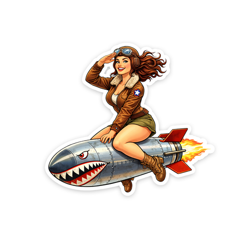 WWII PinUp Girl Sticker 4 Inch Vinyl Decal Riding the Bomb USA | eBay