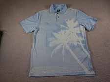 Oakley Reduct Polo Shirt Mens Small Blue Hydrolix Palm Tree Golf Performance