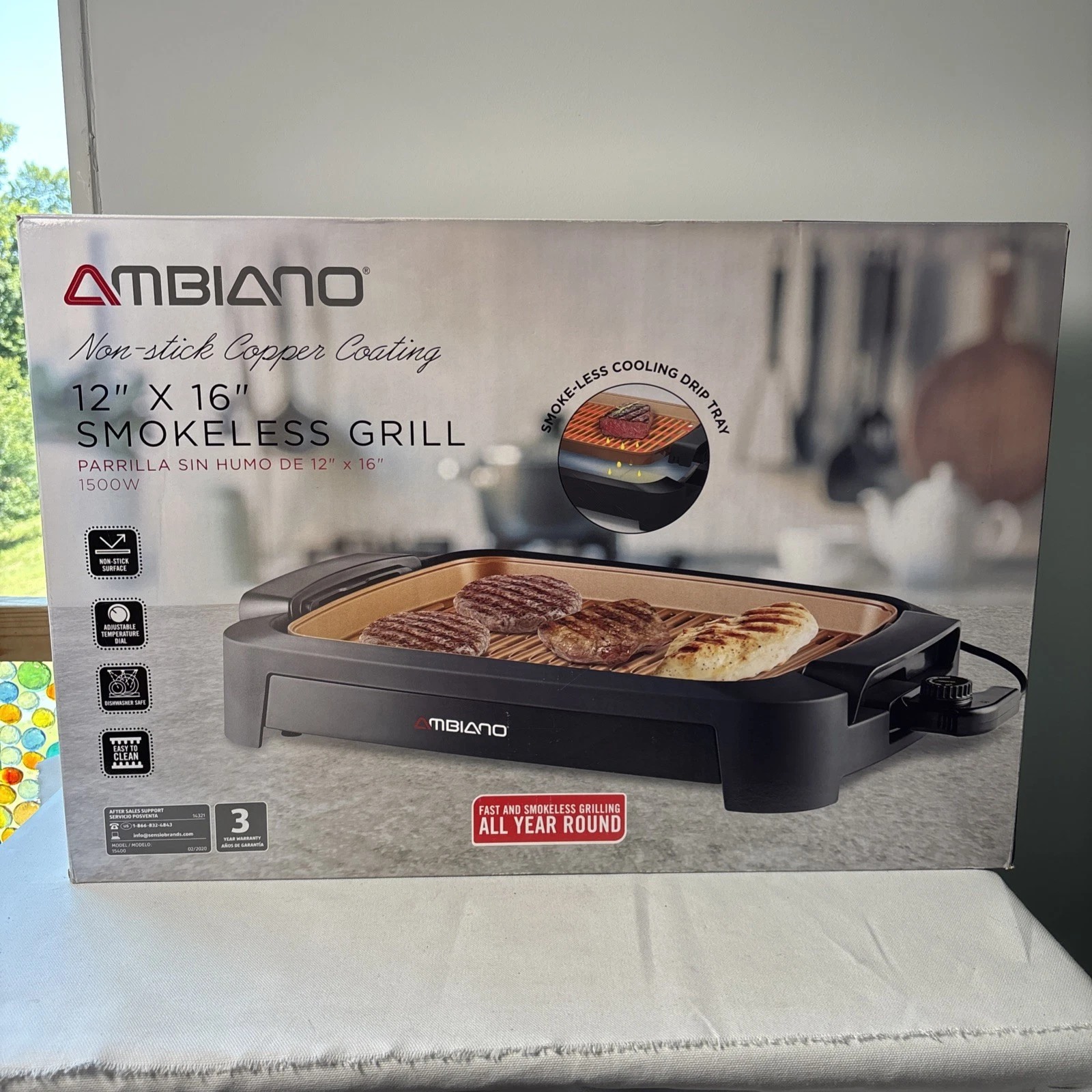 Ambiano Electric Smokeless Grill 12"x16" New in Box w/ Instructions See Pictures