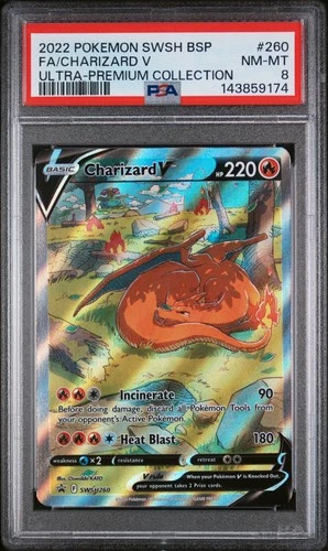 2022 POKEMON SWSH BLACK STAR PROMO #260 FULL ART/CHARIZARD V PSA 8