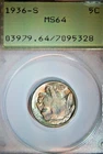 1936 S Buffalo 5C PCGS MS-64