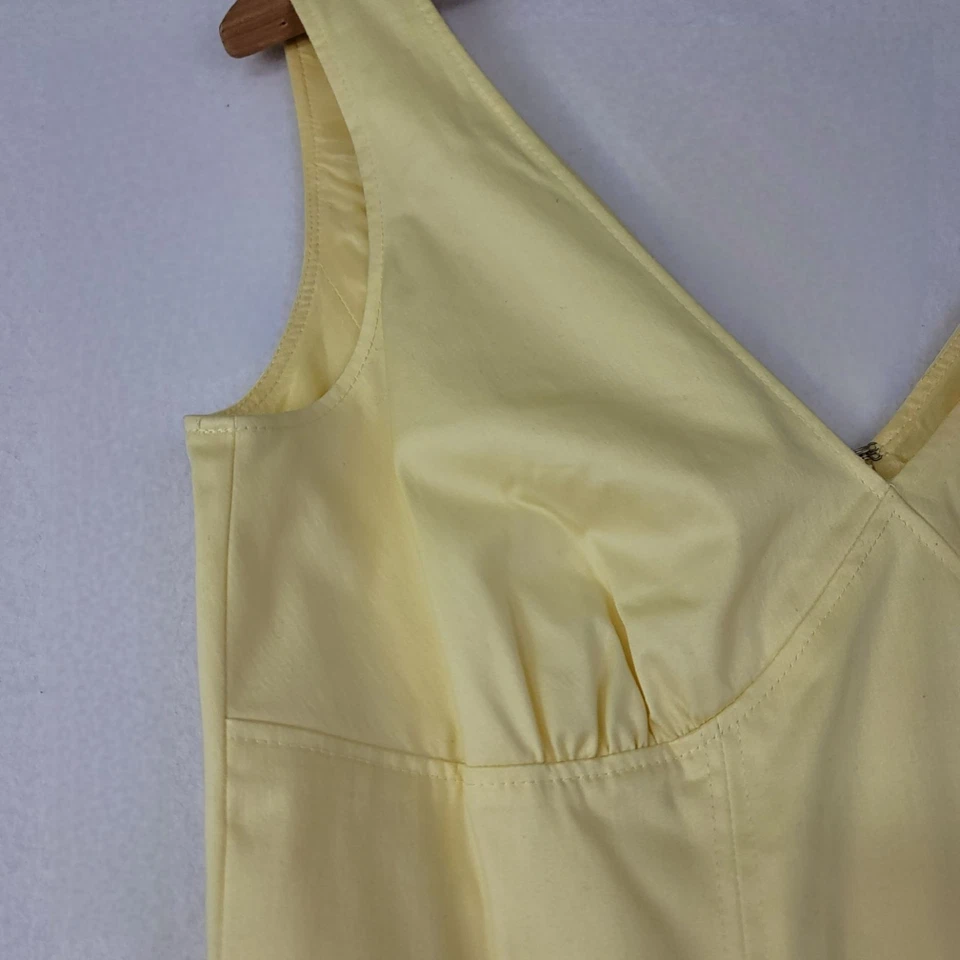 Antonio Melani Dress Yellow Cotton Blend Sleeveless V-Neck Pleated Hem Sz 6 VTG - Image 3 of 4