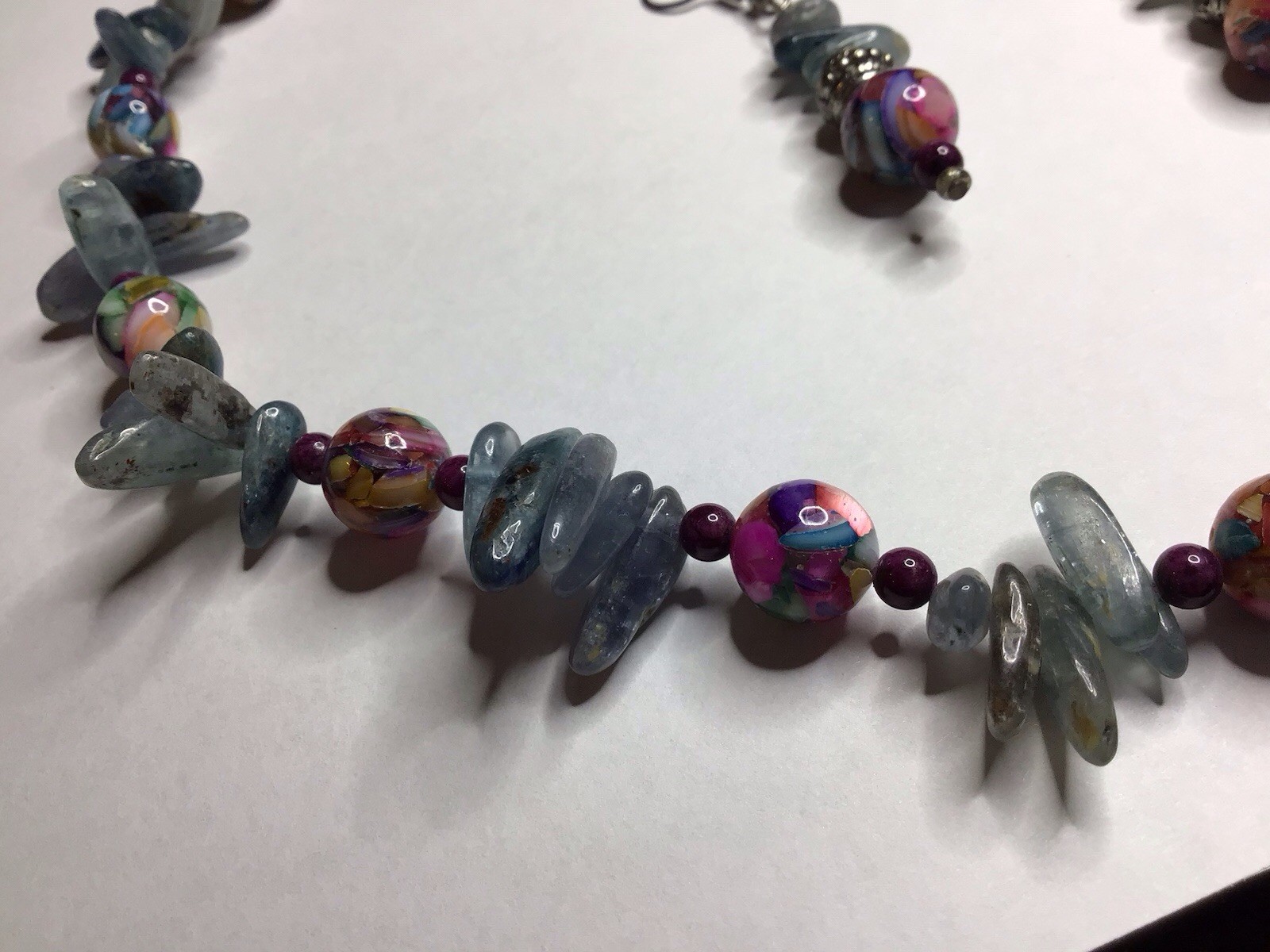 Artisan - Kyanite, Ruby & Rainbow Marble Necklace… - image 10