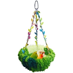 Hanging Bird Bed, Bird Hammock for Cage Winter Warm Bird Plush Nest Parrot Sl...
