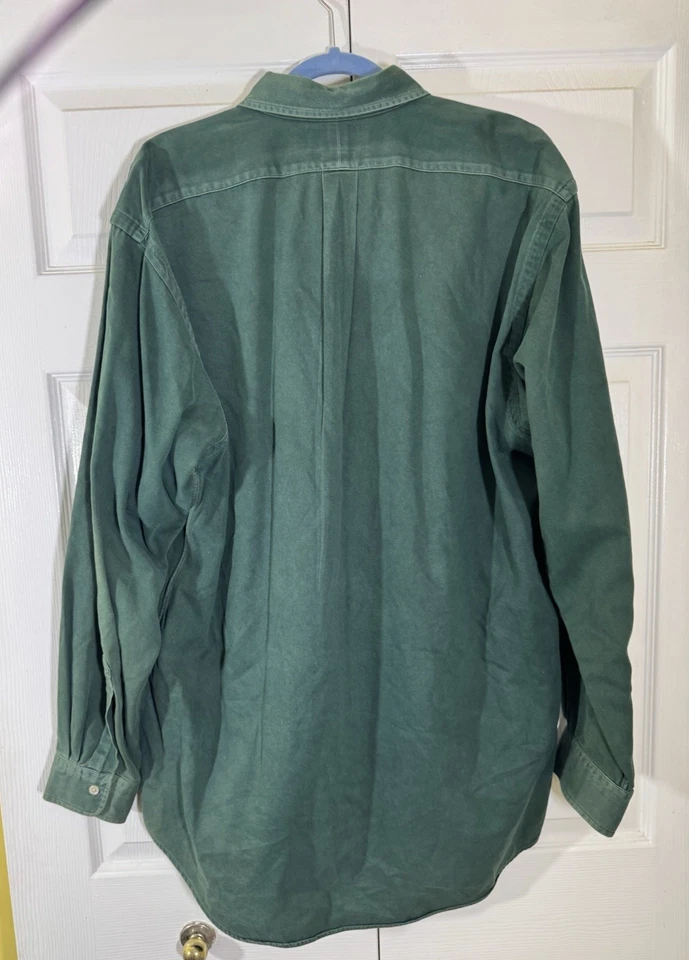 VTG Ralph Lauren Mens Dress Shirt Size Large green all cotton long sleeve - Image 3 of 4