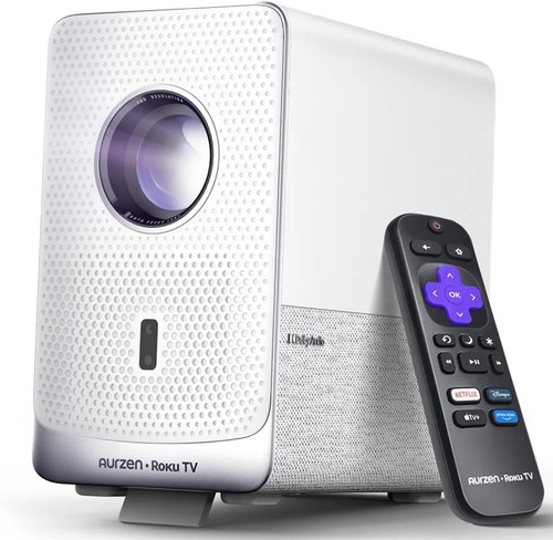 Aurzen Roku TV Smart Video Projector 1080P FHD Dolby Bluetooth 5G WiFi Netflix