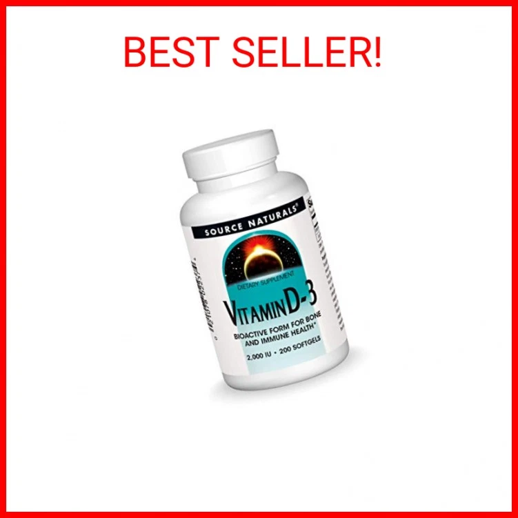 Source Naturals витамин D-3 2000 МЕ поддерживает здоровье костей и иммунитета - 200 гелевых капсул - Изображение 2 из 2