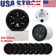 2" 52mm Fuel Level Gauge Meter 7Colors LED 240-33ohm/0-190ohm for Boat Car Truck