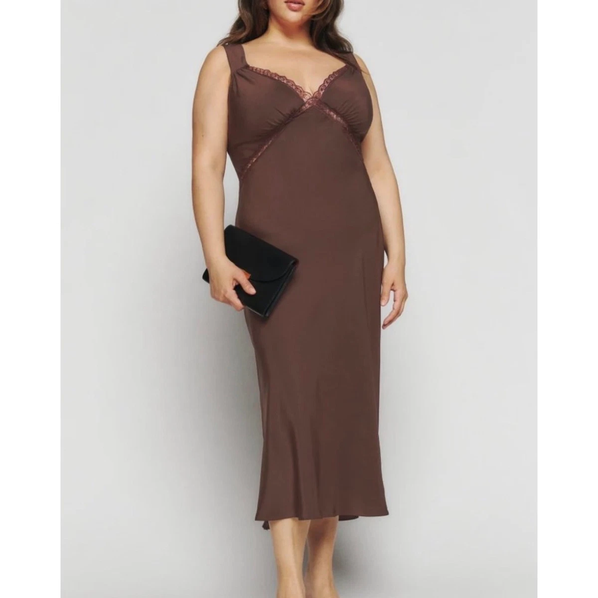 brown fit and flare midi dress Miss Circle Women's Shelby Dark Brown Faux Leather with Lace Mini Dress - Dark Brown