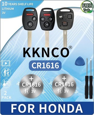 Key Fob Battery for Honda 2005-2017 Civic Accord CR-V Pilot (2-Pack CR1616)