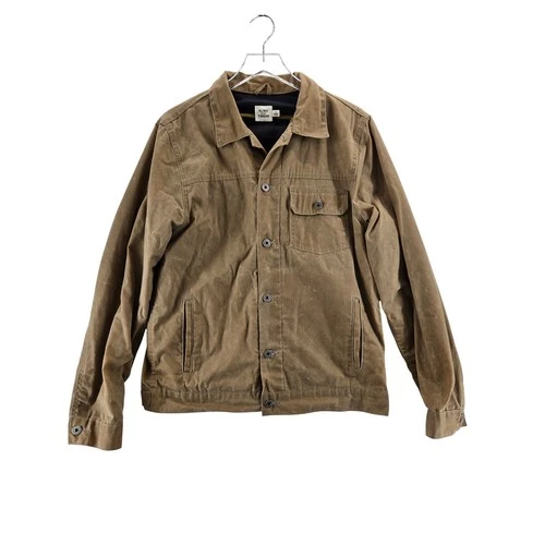 Flint and Tinder Flannel-Lined Waxed Trucker Jacket Havana Brown Mens Large USA video thumbnail